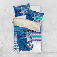 Cook Islands Va'a Race Bedding Set Te Tatau Tattoos Sporty Style Light Blue Color - Polynesian Pride