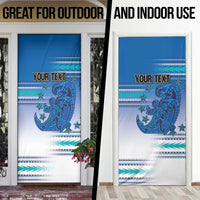 Personalised Cook Islands Va'a Race Door Cover Te Tatau Tattoos Sporty Style Light Blue Color - Polynesian Pride