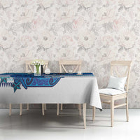 Cook Islands Va'a Race Tablecloth Te Tatau Tattoos Sporty Style Light Blue Color - Polynesian Pride