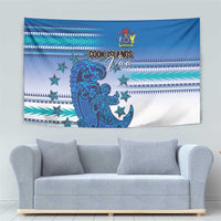 Cook Islands Va'a Race Tapestry Te Tatau Tattoos Sporty Style Light Blue Color - Polynesian Pride