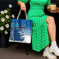 Cook Islands Va'a Race Tote Bag Te Tatau Tattoos Sporty Style Light Blue Color - Polynesian Pride