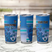 Personalised Cook Islands Va'a Race Tumbler Cup Te Tatau Tattoos Sporty Style Light Blue Color - Polynesian Pride