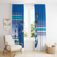 Cook Islands Va'a Race Window Curtain Te Tatau Tattoos Sporty Style Light Blue Color - Polynesian Pride
