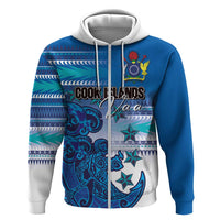 Personalised Cook Islands Va'a Race Zip Hoodie Te Tatau Tattoos Sporty Style Light Blue Color - Polynesian Pride