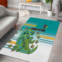 Cook Islands Va'a Race Area Rug Te Tatau Tattoos Sporty Style Turquoise Color - Polynesian Pride