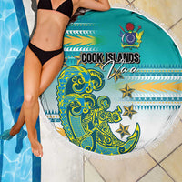 Cook Islands Va'a Race Beach Blanket Te Tatau Tattoos Sporty Style Turquoise Color - Polynesian Pride
