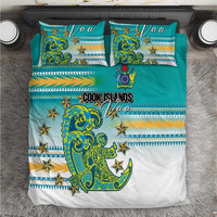 Cook Islands Va'a Race Bedding Set Te Tatau Tattoos Sporty Style Turquoise Color - Polynesian Pride
