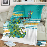 Cook Islands Va'a Race Blanket Te Tatau Tattoos Sporty Style Turquoise Color - Polynesian Pride