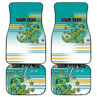 Personalised Cook Islands Va'a Race Car Mats Te Tatau Tattoos Sporty Style Turquoise Color - Polynesian Pride