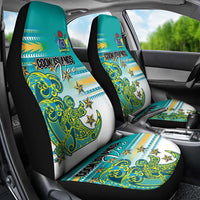 Cook Islands Va'a Race Car Seat Cover Te Tatau Tattoos Sporty Style Turquoise Color - Polynesian Pride