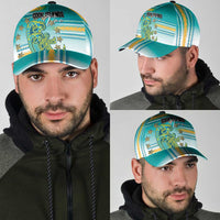 Cook Islands Va'a Race Classic Cap Te Tatau Tattoos Sporty Style Turquoise Color - Polynesian Pride