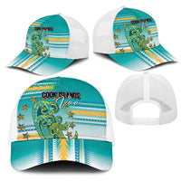 Cook Islands Va'a Race Mesh Trucker Cap Te Tatau Tattoos Sporty Style Turquoise Color - Polynesian Pride