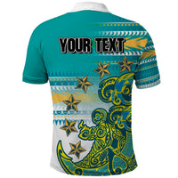 Personalised Cook Islands Va'a Race Polo Shirt Te Tatau Tattoos Sporty Style Turquoise Color - Polynesian Pride