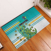 Cook Islands Va'a Race Rubber Doormat Te Tatau Tattoos Sporty Style Turquoise Color - Polynesian Pride