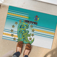 Cook Islands Va'a Race Rubber Doormat Te Tatau Tattoos Sporty Style Turquoise Color - Polynesian Pride
