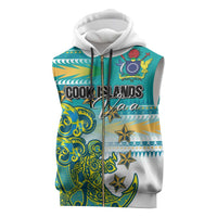 Personalised Cook Islands Va'a Race Sleeveless Zip Hoodie Te Tatau Tattoos Sporty Style Turquoise Color LT03 Turquoise - Polynesian Pride