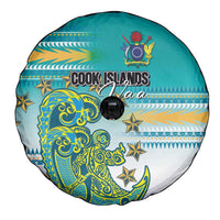 Cook Islands Va'a Race Spare Tire Cover Te Tatau Tattoos Sporty Style Turquoise Color - Polynesian Pride