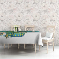 Cook Islands Va'a Race Tablecloth Te Tatau Tattoos Sporty Style Turquoise Color - Polynesian Pride