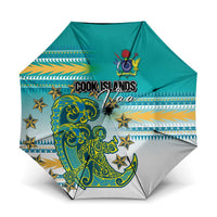 Cook Islands Va'a Race Umbrella Te Tatau Tattoos Sporty Style Turquoise Color - Polynesian Pride