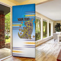 Personalised Cook Islands Va'a Race Door Cover Te Tatau Tattoos Sporty Style Glory Blue Color - Polynesian Pride