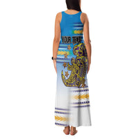 Personalised Cook Islands Va'a Race Family Matching Tank Maxi Dress and Hawaiian Shirt Te Tatau Tattoos Sporty Style Glory Blue Color - Polynesian Pride