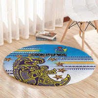 Cook Islands Va'a Race Round Carpet Te Tatau Tattoos Sporty Style Glory Blue Color - Polynesian Pride