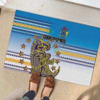 Cook Islands Va'a Race Rubber Doormat Te Tatau Tattoos Sporty Style Glory Blue Color - Polynesian Pride