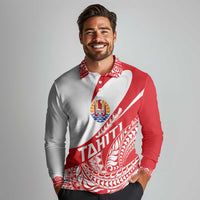 Personalised Tahiti Va'a Race Long Sleeve Polo Shirt Polynesian Tattoos Sporty Style - Polynesian Pride