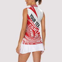Personalised Tahiti Va'a Race Women Sleeveless Polo Shirt Polynesian Tattoos Sporty Style - Polynesian Pride