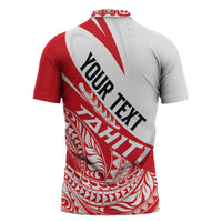 Personalised Tahiti Va'a Race Zipper Polo Shirt Polynesian Tattoos Sporty Style - Polynesian Pride