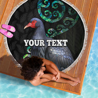 Custom Pukeko New Zealand Beach Blanket Koru Papua Shell with Silver Fern Pattern LT03 - Polynesian Pride