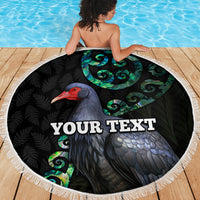 Custom Pukeko New Zealand Beach Blanket Koru Papua Shell with Silver Fern Pattern LT03 - Polynesian Pride