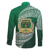 Tonga Saineha High School Family Matching Off Shoulder Short Dress and Hawaiian Shirt Traditional Ngatu and Polynesian Pattern LT03 - Polynesian Pride