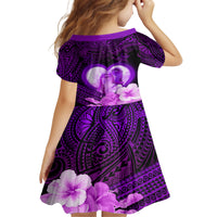 Dolphin Couple Love Story Valentine Day Family Matching Puletasi and Hawaiian Shirt With Polynesian Tribal Tattoo Purple Style LT03 - Polynesian Pride