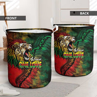 Aotearoa One Love Laundry Basket Reggae Lion with Kakahu Huruhuru