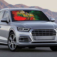 Aotearoa One Love Auto Sun Shade Reggae Lion with Kakahu Huruhuru