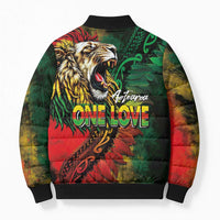 Aotearoa One Love Bomber Puffer Jacket Reggae Lion with Kakahu Huruhuru