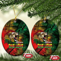 Aotearoa One Love Ceramic Ornament Reggae Lion with Kakahu Huruhuru