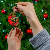 Aotearoa One Love Ceramic Ornament Reggae Lion with Kakahu Huruhuru