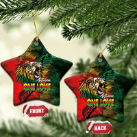 Aotearoa One Love Ceramic Ornament Reggae Lion with Kakahu Huruhuru