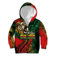 Aotearoa One Love Kid Hoodie Reggae Lion with Kakahu Huruhuru