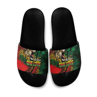 Aotearoa One Love Slide Sandals Reggae Lion with Kakahu Huruhuru