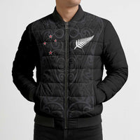 Custom Aotearoa Rugby Bomber Puffer Jacket Fern Blacks-Traditional Maori Motifs Design