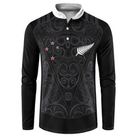 Custom Aotearoa Rugby Button Sweatshirt Fern Blacks-Traditional Maori Motifs Design