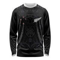 Custom Aotearoa Rugby Long Sleeve Shirt Fern Blacks-Traditional Maori Motifs Design