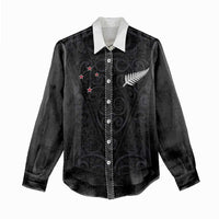 Custom Aotearoa Rugby Women Casual Shirt Fern Blacks-Traditional Maori Motifs Design