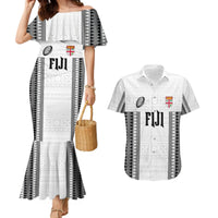 Fiji Rugby Warriors Couples Matching Mermaid Dress and Hawaiian Shirt Masi Tribal Pattern Go Champion 2024 LT03 White - Polynesian Pride