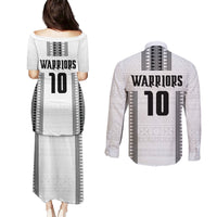 Fiji Rugby Warriors Couples Matching Puletasi and Long Sleeve Button Shirt Masi Tribal Pattern Go Champion 2024 LT03 - Polynesian Pride