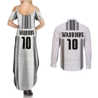 Fiji Rugby Warriors Couples Matching Summer Maxi Dress and Long Sleeve Button Shirt Masi Tribal Pattern Go Champion 2024 LT03 - Polynesian Pride