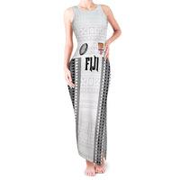 Fiji Rugby Warriors Tank Maxi Dress Masi Tribal Pattern Go Champion 2024 LT03 Women White - Polynesian Pride